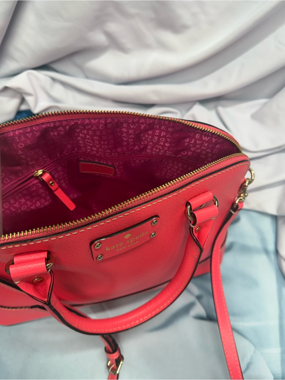 (new+tag) Kate Spade New York Rachelle Satchel Handbag Wellesley Hotrose - Picture 9 of 11